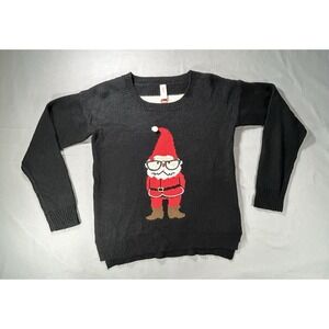 Christmas Long Sleeve‎ Black Sweater Gnome Cowboy Santa  women's medium